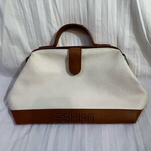 Esprit‎ Cream & Tan Faux Leather Doctor Bag with Removable Strap